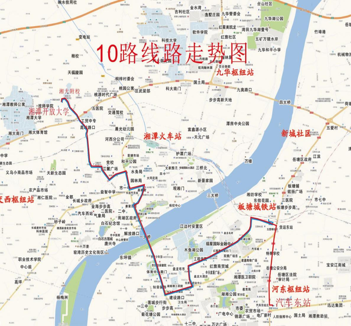 （线路调整前后示意图。蓝色线条标记为优化前线路走向，红色线条标记为优化后线路走向，下同。）