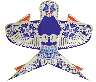 红蝠蓝锅底风筝。