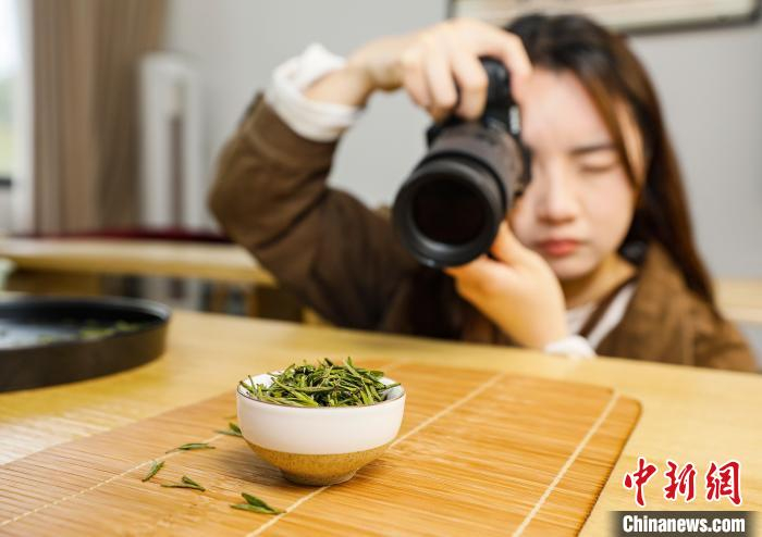 朱冰倩在给茶叶拍照张卉摄