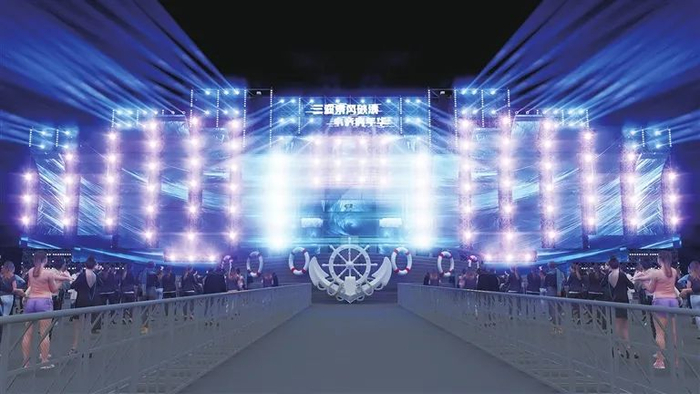三亚乘风破浪电音嘉年华舞台效果图。