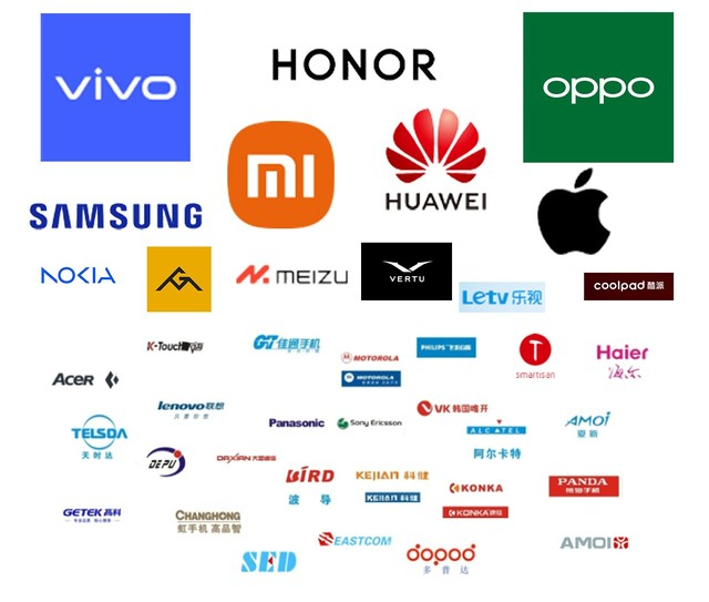 下半部分的手机品牌基本都消失了，而这还只是冰山一角