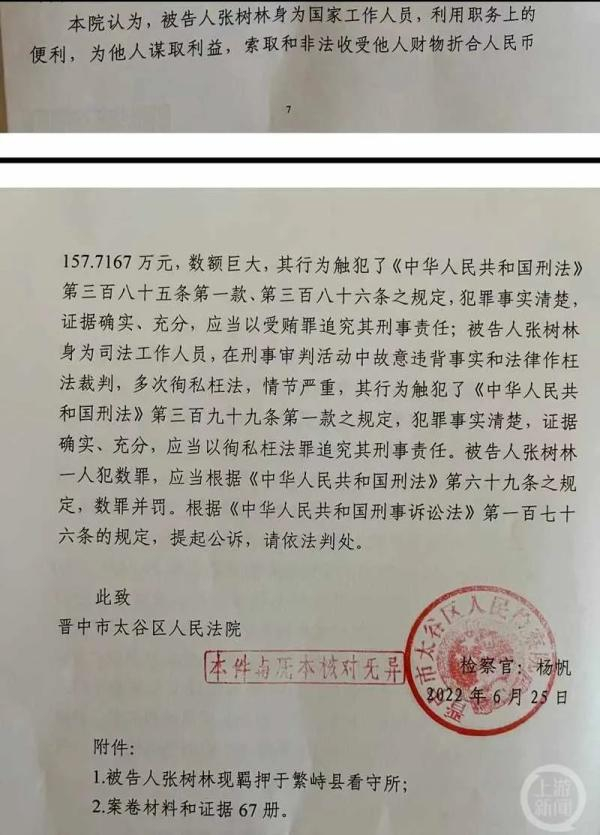 张树林被指控受贿157万余元和在四起案件中徇私枉法。 图片来源/受访者供图