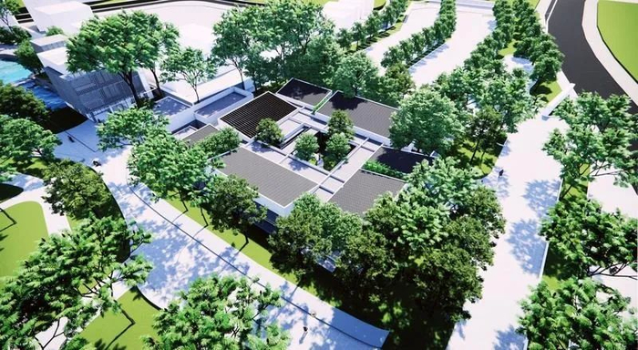 春华园西南角鸟瞰效果图。  记者 文波 摄