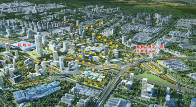 广州东部交通枢纽中心湾区连接配套工程效果图