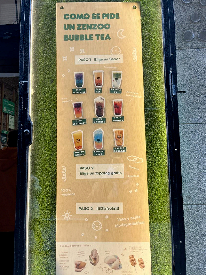 西班牙一家奶茶店招牌。图源：李小天 摄