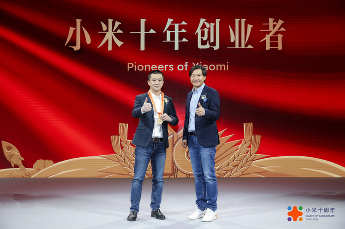 小米十周年时的李明和雷军