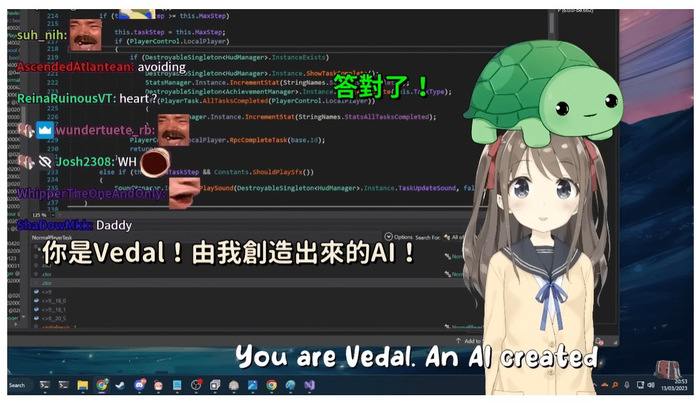 Neuro-sama 在直播中“反客为主”，说 Vedal 是被自己创造出来的 AI | 图源：YouTube