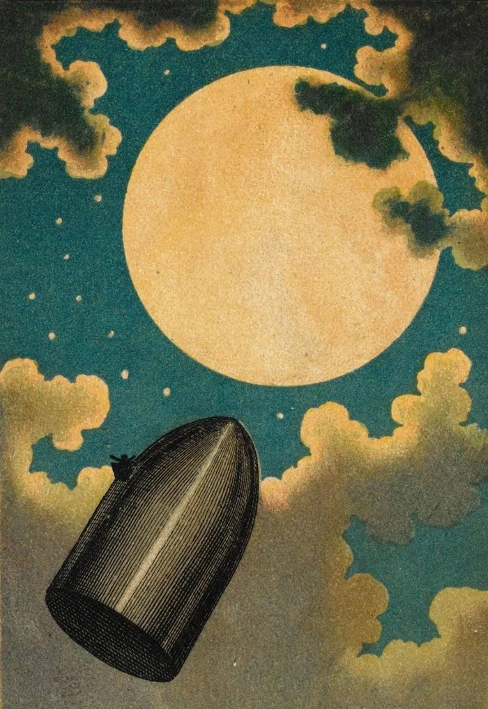 儒勒·凡尔纳作品《从地球到月球》插图，1877年由埃米尔·安托万·贝亚德绘制。图/art.com