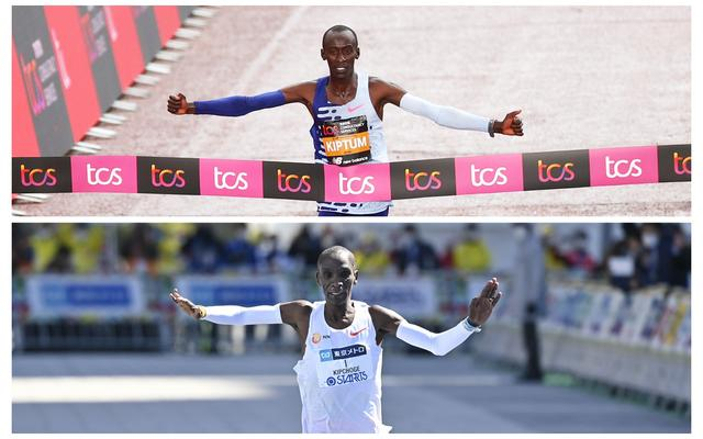 相差15岁的基普乔格（下图）和基普图姆，谁能再度刷新马拉松世界纪录？  图/新华社