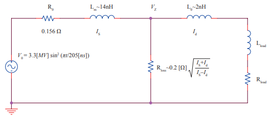 图 4 “聚龙一号”装置用于Z箍缩实验的集总电路模型