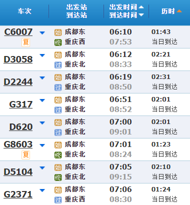 以上为部分车次，12306火车票网