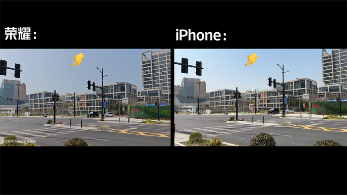 视频截图对比，荣耀的天空被抹成了差不多的颜色