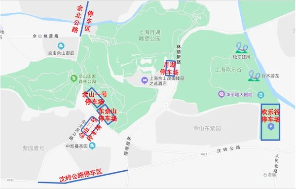 图说：佘山景区停车示意图 松江警方供图