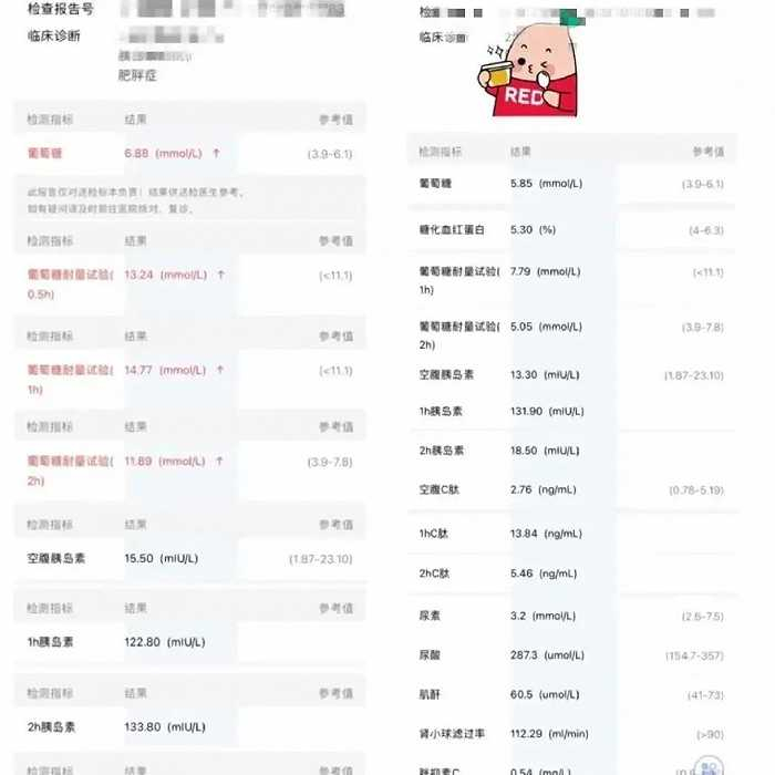 图/师师目前胰岛素抵抗已经逆转；来源/师师提供