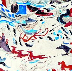 莫高窟第249窟窟顶北批《登仙狩猎》局部（西魏）。选自文中书籍