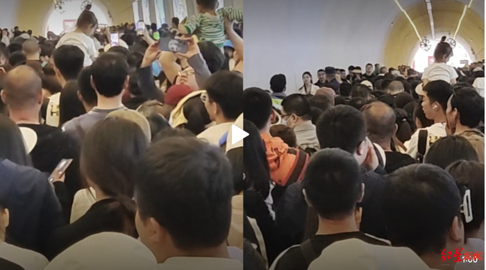 ↑5月1日，太行山大峡谷景区一度游客滞留 视频截图