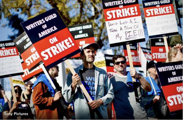 “不要让AI抢走我们的蛋糕”/ 图源：洛杉矶时报