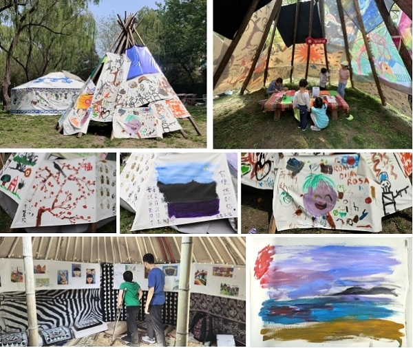 大小朋友们共同创作的爱心作品