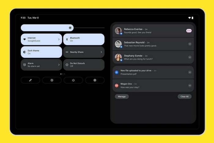 Android 12L界面 图源 ：Google