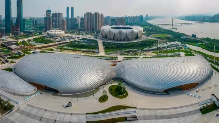 杭州奥体游泳体育馆鸟瞰图