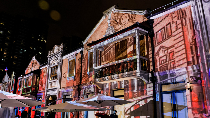 张园，老建筑上的3D灯光秀。本文图片 上海市商务委供图