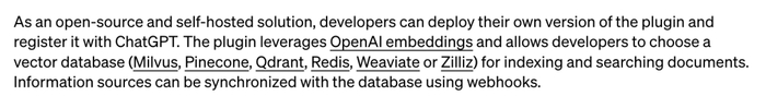 图｜OpenAI 发布 ChatGPT plugins 的官方文章中，Zilliz 的产品被提及了两次