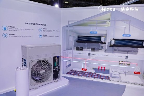 图为:美的全变频空气源热泵两联供机组