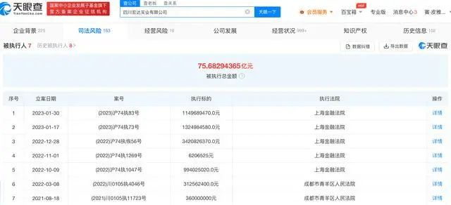 （宏达实业被执行记录情况，来源：天眼查）