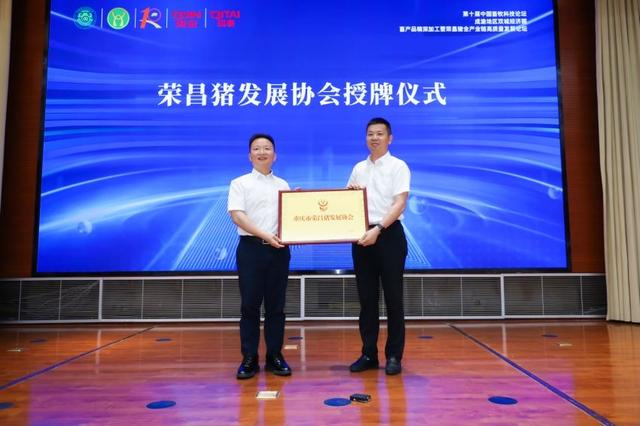 ▲荣昌区政府副区长谢勇向协会会长授牌