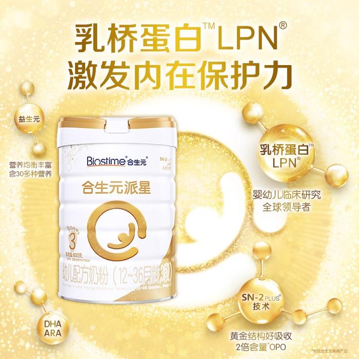 牛奶粉十大名牌排行榜中合生元派星奶粉蕴含乳桥蛋白LPN