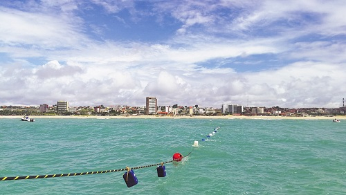 南大西洋国际海底光缆施工现场。