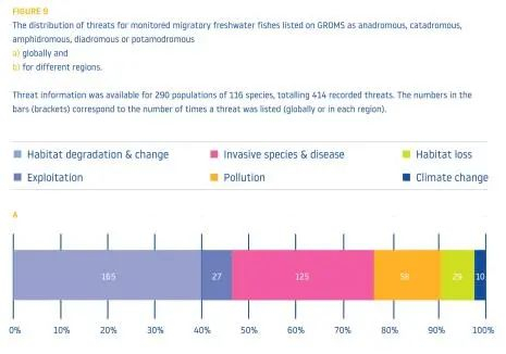 图5 洄游淡水鱼面临的威胁