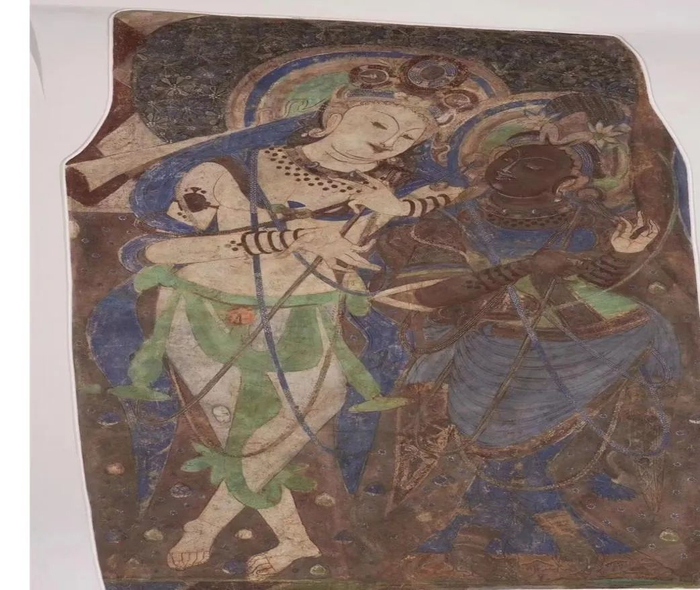 ▲壁画上的龟兹乐器。（图片来源：新疆龟兹研究院）