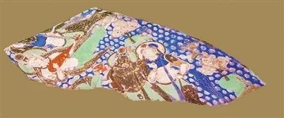 ▲新疆克孜尔石窟第38窟中的壁画——伎乐图（局部）。 （尚昌平 摄）