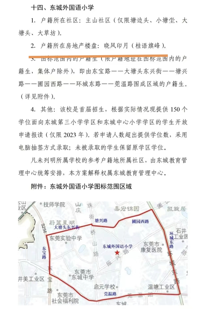 ▲东城外国语小学学区范围
