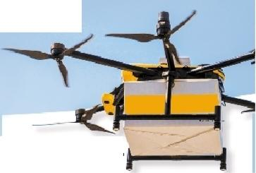 正在配送外卖的无人机。