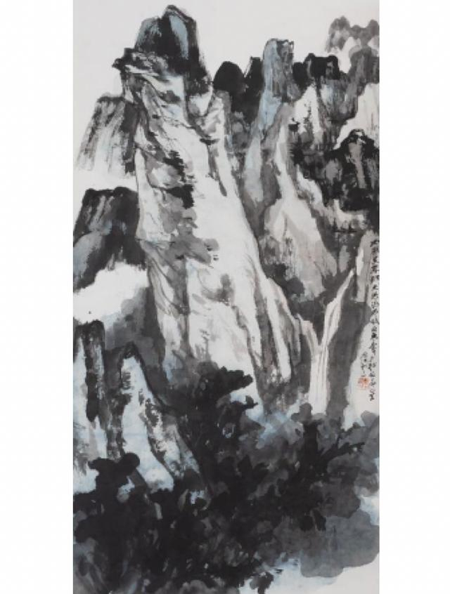 佳士得香港今春举办的傅氏家族收藏书画展中，傅氏家族收藏的张大千作品《悬泉图》（主办方供图）。