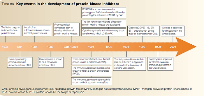 图2.蛋白激酶抑制剂的重要里程碑