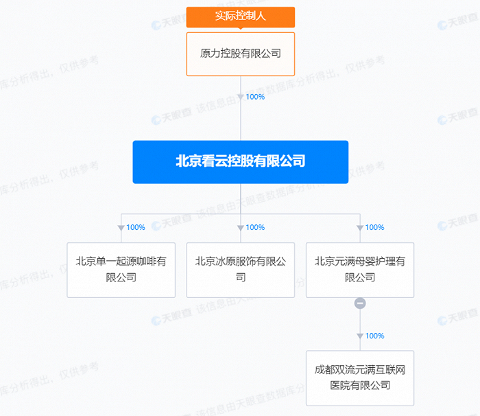 图/看云控股公司的股权全景穿透图，来源/天眼查 燃次元截图