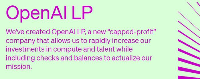 OpenAI 成立的营利性主体 OpenAI LP | 图片来源：OpenAI