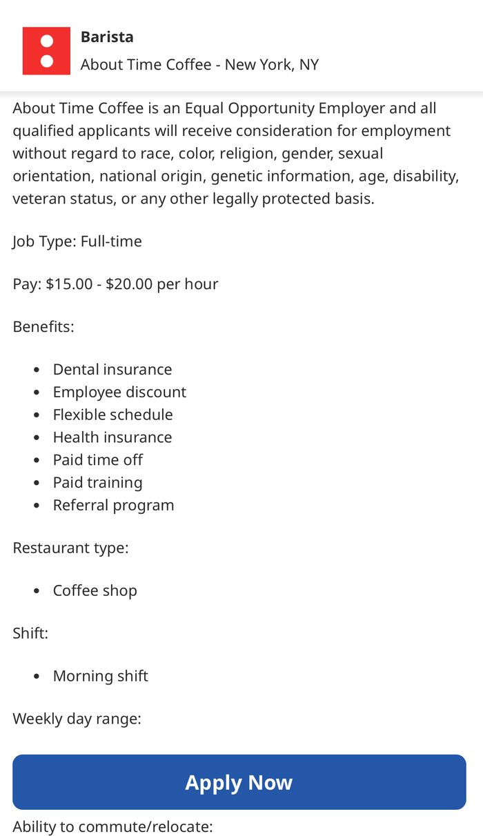 图片来源：About Time Coffee官网招聘