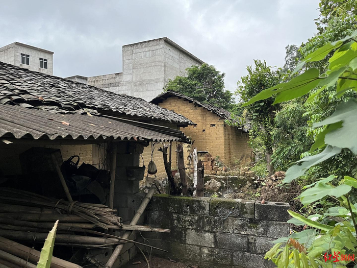 ↑梁大实与梁志林家的瓦房紧邻