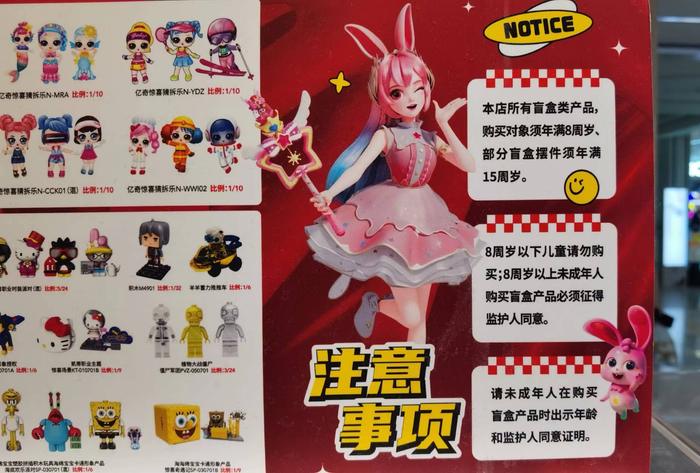 某知名快时尚品牌店内盲盒的相关说明