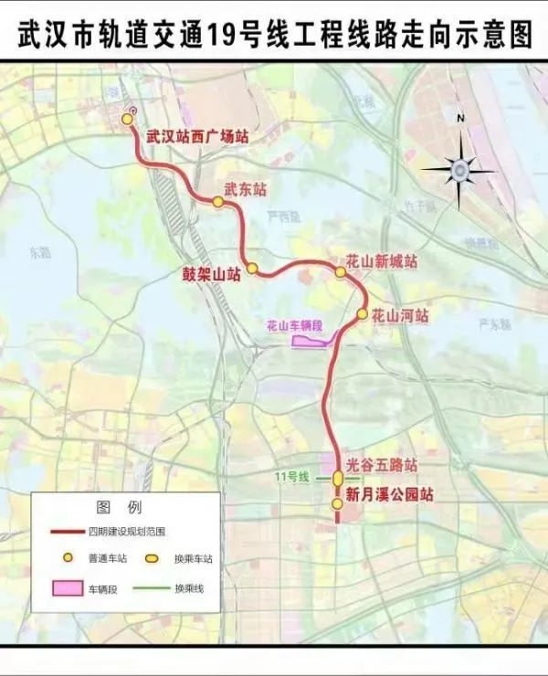 19号线工程线路走向示意图。