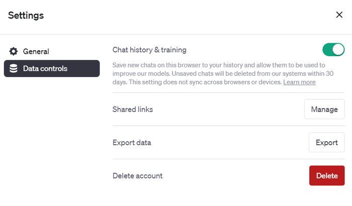 （不论付费与否，用户都有管理数据的权限，来源：ChatGPT）