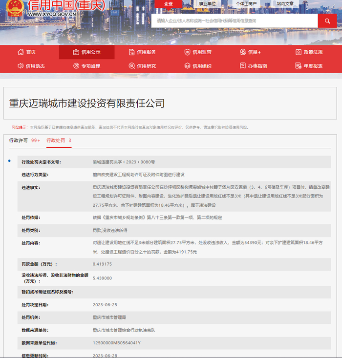图源：信用中国（重庆）官网截图
