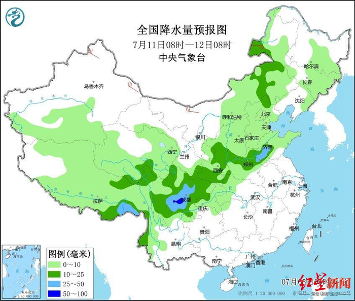 ▲全国降水预报 图据中央气象台