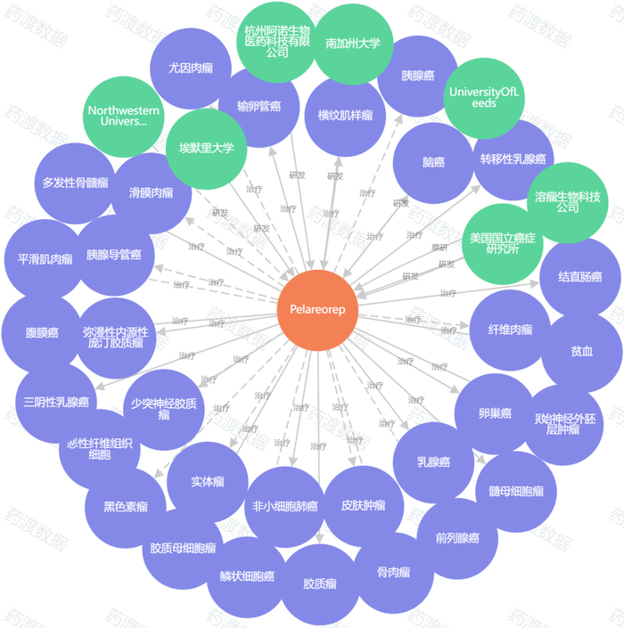 图5. Pelareorep知识图谱，来源：药渡数据