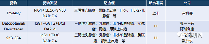 上市/三期的ADC药物
