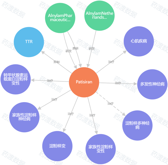 图3. Patisiran知识图谱，来源：药渡数据